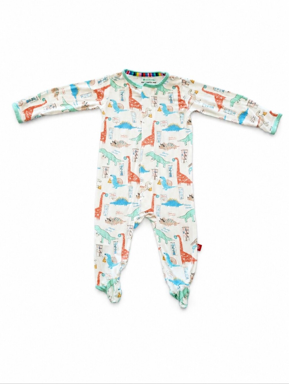 Magnetic Me Dino Print Magnetic Footie Sleeper 3-6 Months Modal Pajamas